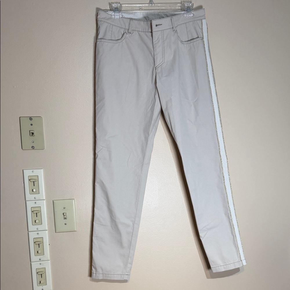 Bogner Light tan Chinos with White Side Stripe and Gold Trim